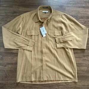 NWT Firethorn Silver Men's Large Microfiber Suede Shirt Tobacco Tan Western Boho